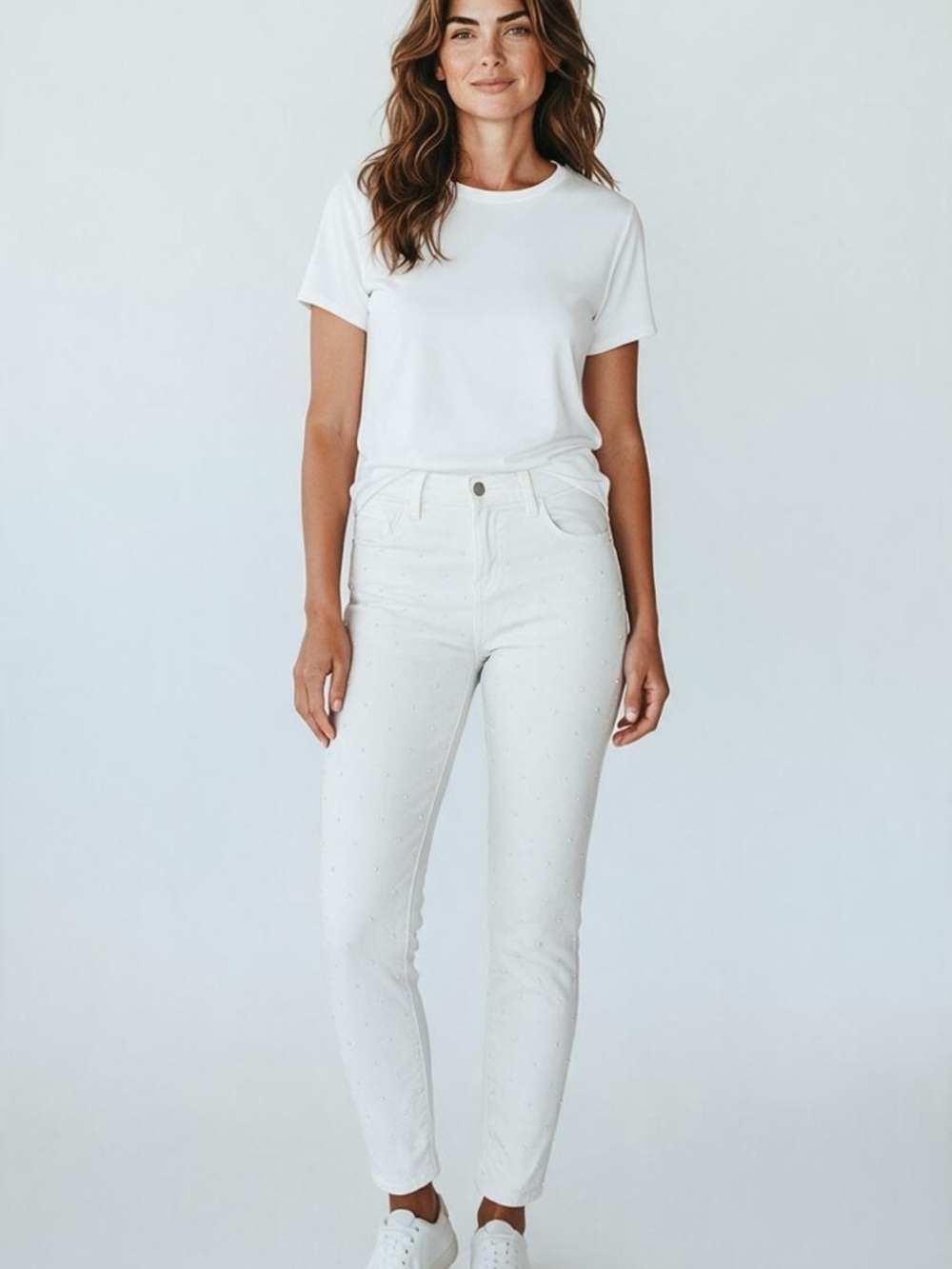 J Brand White High-Rise Slim Ankle Jeans
